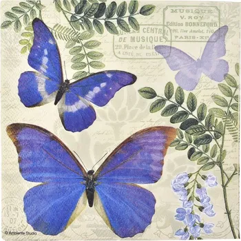 Papírový ubrousek Ubrousek, motýl modrý, 1 ks