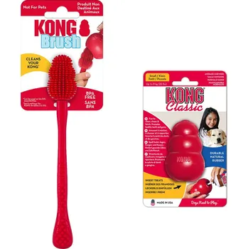 KONG Classic + KONG čisticí kartáč - KONG Classic S (7 cm)+ čisticí kartáč S–XXL