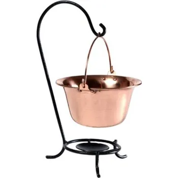 Kempingové nádobí Servírovací gulášový kotlík na stojánku měděný set (černý stojánek, měděný kotlík)