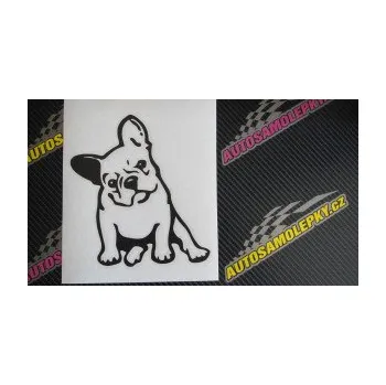 Polep vozidla SAMOLEPKA Pes 061 levá Francouzský buldoček (09 - bílá) NA AUTO, NÁLEPKA, FÓLIE, POLEP, TUNING, VLASTNÍ TEXT, TISK, AUTOSAMOLEPKY.cz, POLEPY, OBRÁZEK, LOGO, SAMOLEPKY