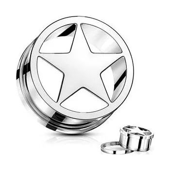Piercing TN01143-19 Šroubovací ocelový tunel hvězda