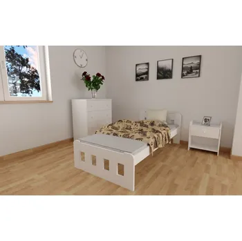 Postel Zvýšená postel z masivu Nika 90x200 cm bílá + rošt ZDARMA
