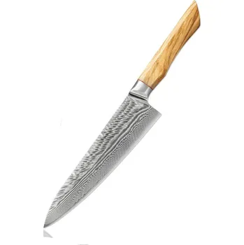 Kuchyňský nůž The Knife Brothers Olive wood damaškový šefkuchařský nůž 8"