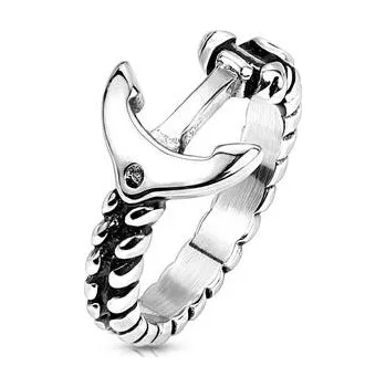 Prsten OPR1856-60 Ocelový prsten s kotvou