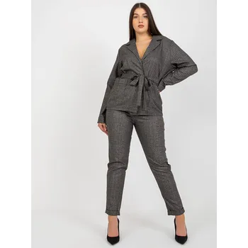 Elegantní šedé sako se zavazovacím páskem (507758) odstíny šedé XXL (44)