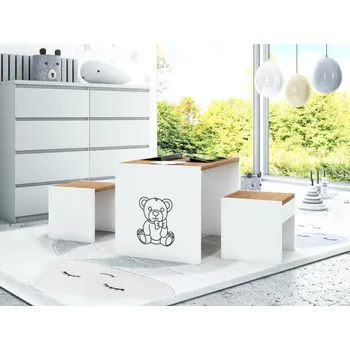 Stůl a dvě židle - medvídek / dřevo