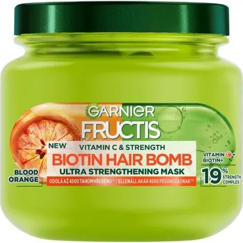 Vlasová regenerace Garnier Fructis Vitamin & Strength Ultra posilující Biotin Hair Bomb maska pro slabé vlasy 320 ml