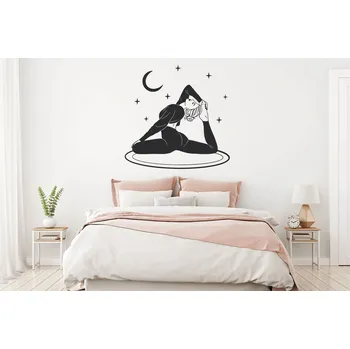 Samolepící dekorace Lepy.cz Samolepka na zeď Jóga - Žena Velikost (šířka x výška): l15x115cm, Barevná varianta: Pastelová oranžová