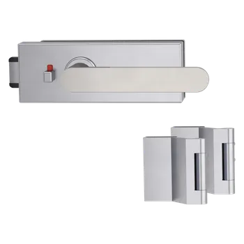 Dveřní kování GK - PURISTO S - ZÁMEK na sklo s klikou AVUS - WC S2L (vč. závěsů) kování na sklo WC set Velvet šedá (22)