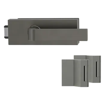 Dveřní kování GK - PURISTO S - ZÁMEK na sklo s klikou GRAPH - UV (vč. závěsů) kování na sklo bez otvoru Kašmír šedá (27)