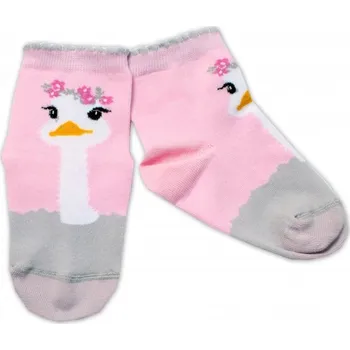 Dětské bavlněné ponožky - PŠTROS světle růžové - vel.13-14cm