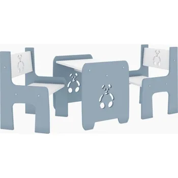 Dětský pokoj Stůl a dvě židle - méďa šedý