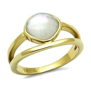 Prsten AL-0106-55 Ocelový prsten s mléčným kamenem