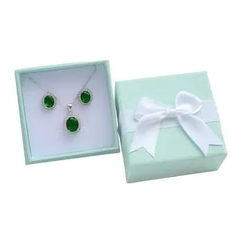 Dárková krabička KR0313-LB Dárková krabička na soupravu, zelená s bílou mašlí