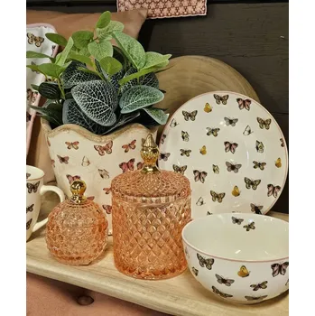 Talíř Porcelánový dezertní talířek s motýlky Butterfly Paradise - Ø 20*2 cm