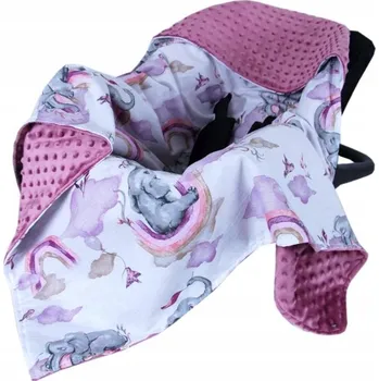 Dětská deka Deka do autosedačky minky - slůně růžové / růžová