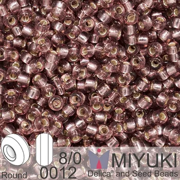 Korálek Korálky Miyuki Round 8/0. Barva 0012 Silverlined Smoky Amethyst. Balení 5g