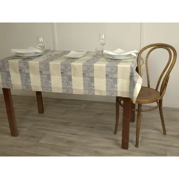 ubrus HEDVA ČESKÝ BROKÁT Ubrus Obreaska KRUCÁNKY 1/2 modrá/hnědá Rozměr ubrusu: standard 120x140