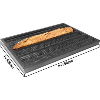Příprava pizzy G.Gastro Commercial Baguette Baking Tray – Aluminium - 400x603 mm - 5-Groove - Made in Europe