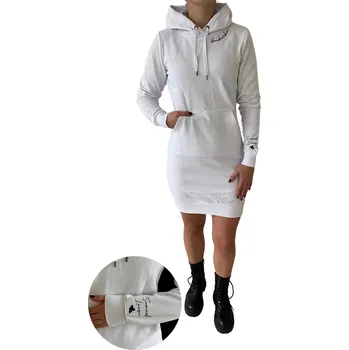 Dámské šaty Dámské mikinové šaty babička Barva: Bíla, Velikost: S