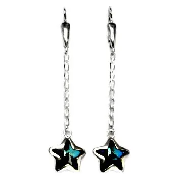 Náušnice Stříbrné náušnice hvězda Swarovski krystal bermuda blue - NK20/ř1325 (Stříbrné náušnice hvězda Swarovski 10 x 10 mm)