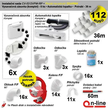 Vysavač , podlahová štěrbina 1 ks, potrubí 34 m