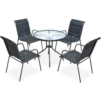 Petrashop 5dílný zahradní jídelní set ocelový černý Černý43318