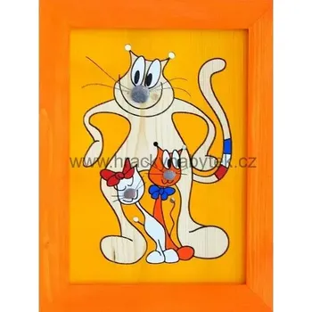 Ručně malovaný dřevěný obrázek č. 105 Kočky 25 x 33 cm