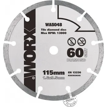 Příslušenství k nářadí WORX 45905048 WA5048 - Diamantový kotouč 115 x 9,5 pro WU427, Worxsaw XL