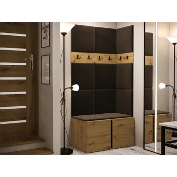 Předsíňová stěna Předsíňová sestava Tavasz I, Barva: dub artisan / dub artisan + černá, Barva látek:: Manila 04 MIRJAN 5903211228674