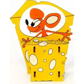 Dřevěný stojánek na tužky - Myš oranžová (Tužkovník)