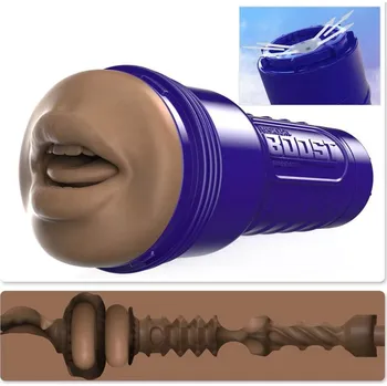 Fleshlight Boost Blow - realistická ústa masturbátor (hnědá)