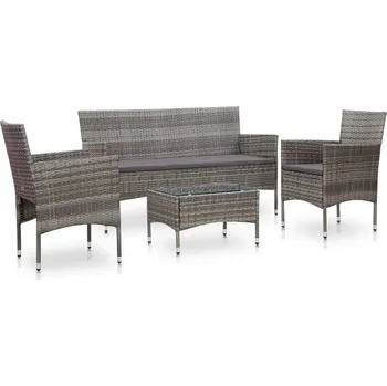 Petrashop 4dílná zahradní sedací souprava s poduškami polyratan šedá Šedá45890