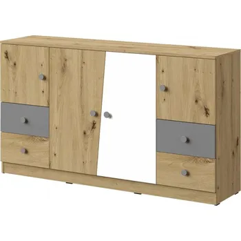 Komoda Kombinovaná komoda Mauve WK06, Barva: dub artisan / bílý + šedý MIRJAN 5903211056093