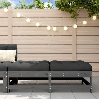 Zahradní pohovka Petrashop Zahradní podnožky s poduškami 2 ks šedé masivní borové dřevo Šedá825585