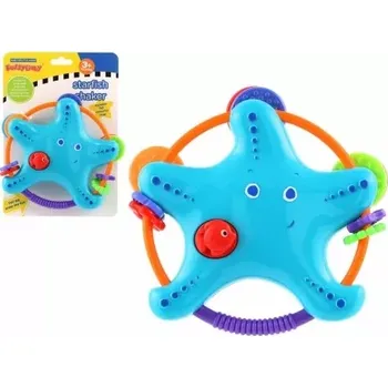 Chrastítko/kousátko/pískátko mořská hvězdice plast 16cm na kartě 3m+