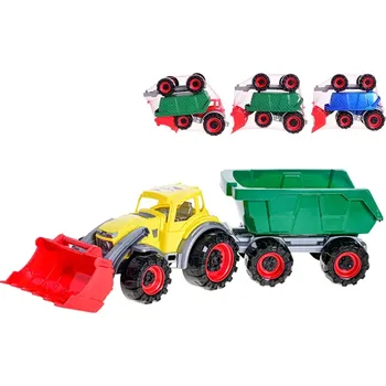 autíčko Traktor nakladač 51cm s vlečkou 4barvy v síťce