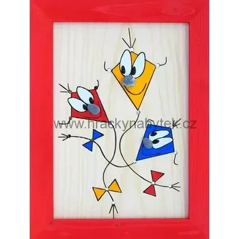 Dekorace do dětského pokoje Ručně malovaný dřevěný obrázek č. 110 Draci 25 x 33 cm