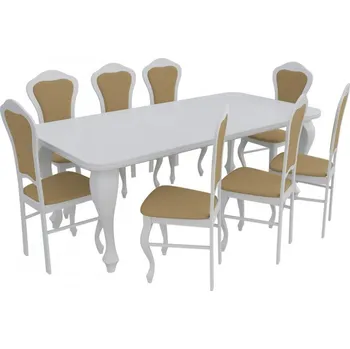 Zahradní sestava Jídelní set pro 8 osob - RK009, Barva dřeva: bílá, Potah: Casablanca 2304 MIRJAN 5902928423150