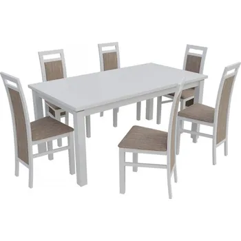 Jídelní set Jídelní set pro 6 osob - RK025, Barva dřeva: bílá, Potah: Lawa 02 MIRJAN 5902928438895