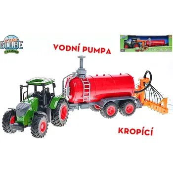 autíčko Kids Globe Farming traktor volný chod 49cm s cisternou stříkající vodu