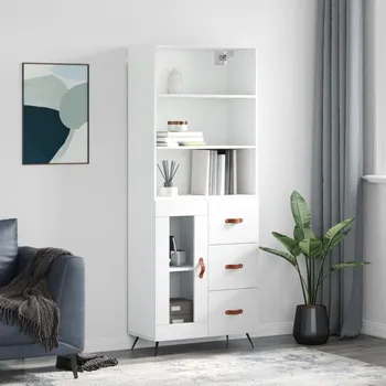 přebalovací pult a komoda Petrashop Skříň highboard bílá 69,5 x 34 x 180 cm kompozitní dřevo Bílá3189477