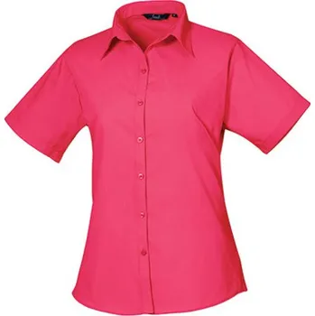 Dámská košile Premier Workwear Dámská košile s krátkým rukávem PR302 Hot Pink -ca. Pantone 214c 46 (XXL/18)