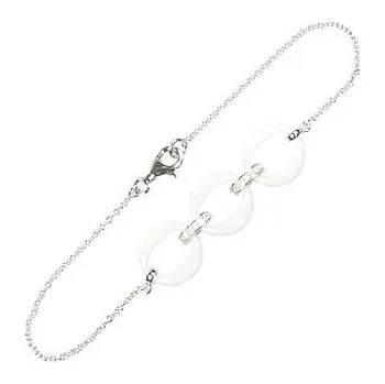 Náramek Stříbrný náramek s bílými keramickými oválky délka náramku 18cm