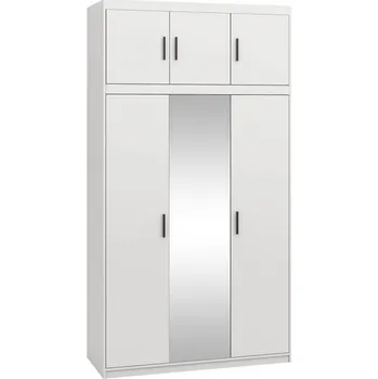 Šatní skříň Šatní skříň se zrcadlem Melen 3D + nástavec, Barva: bílá MIRJAN 5903211121036