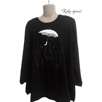 Pánské tričko Tričko s dlouhým rukávem, kočky s deštníkem