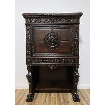 Barový stolek Starožitný neorenesanční bar na lvích tlapách