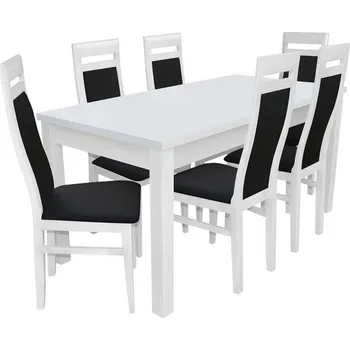 Nábytek Jídelní set pro 6 osob - RK024, Barva dřeva: bílá, Potah: Lawa 02 MIRJAN 5902928433487