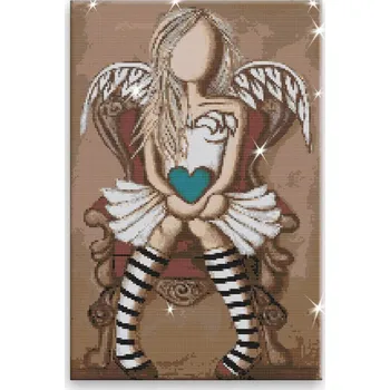 Diamantové malování Diamantové malování - Anděl se srdcem na dlani - 40x60 cm, bez dřevěného rámu - CZ výroba