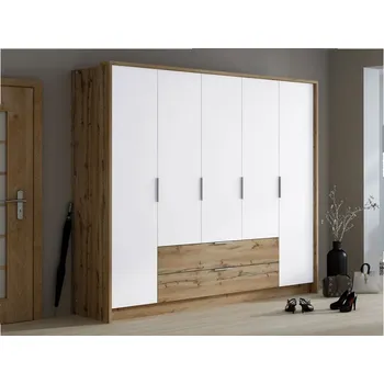 Šatní skříň Šatní skříň se zásuvkami Soleriny 255, Barva: dub wotan / bílá + dub wotan MIRJAN 5903211155499